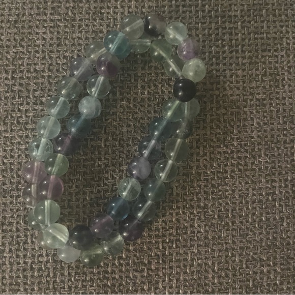 Fluorite Genuine Real Stone Stretch Beaded Bracelets Handmade Green Purple New - Picture 6 of 11